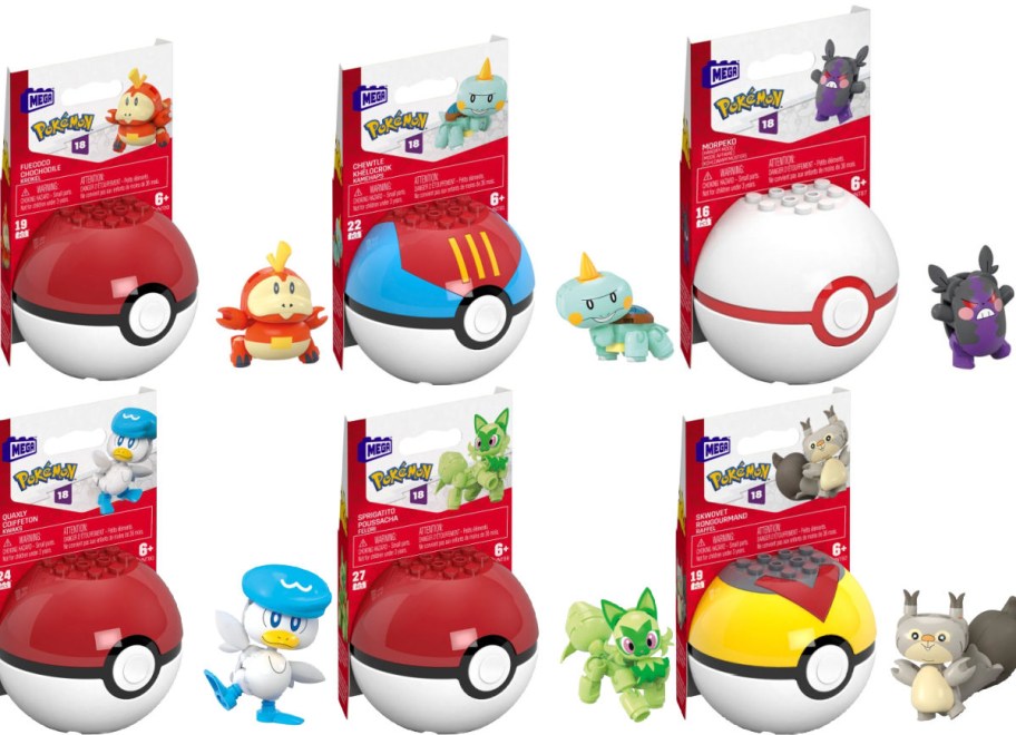 6 Megaconstrux Pokeball figurines