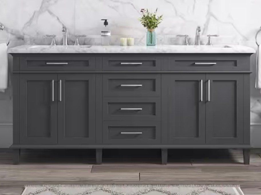 dark gray double bath vanity 