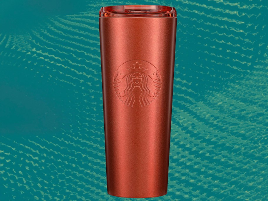 orange metallic starbucks tumbler