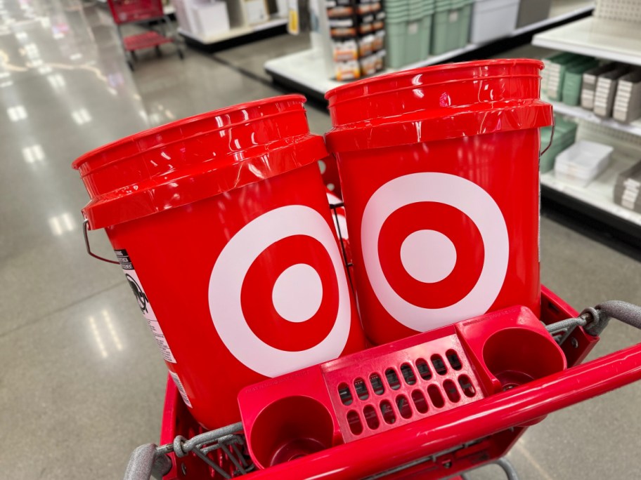 two target gallon buckets inside of cart