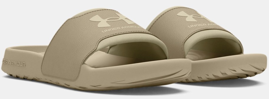 tan under armour slides 