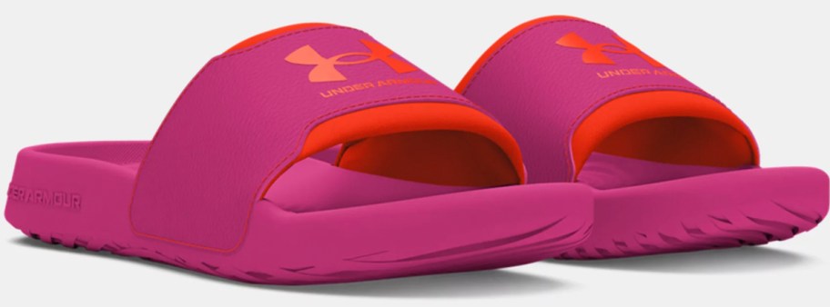 under armour pink and orange slides