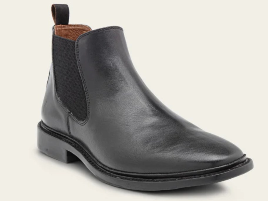 men's black leather pull on Chelsea style boot