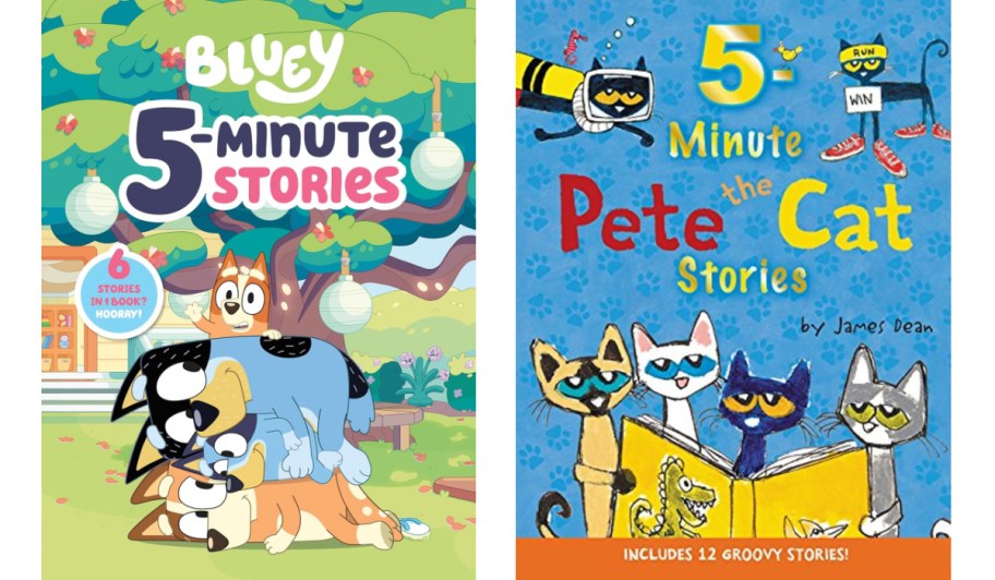 Bluey and Pete the Cat 5 minute stories books