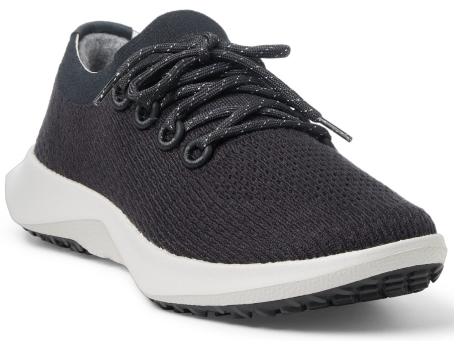 men's allbird lace up sneaker in black with white sole 