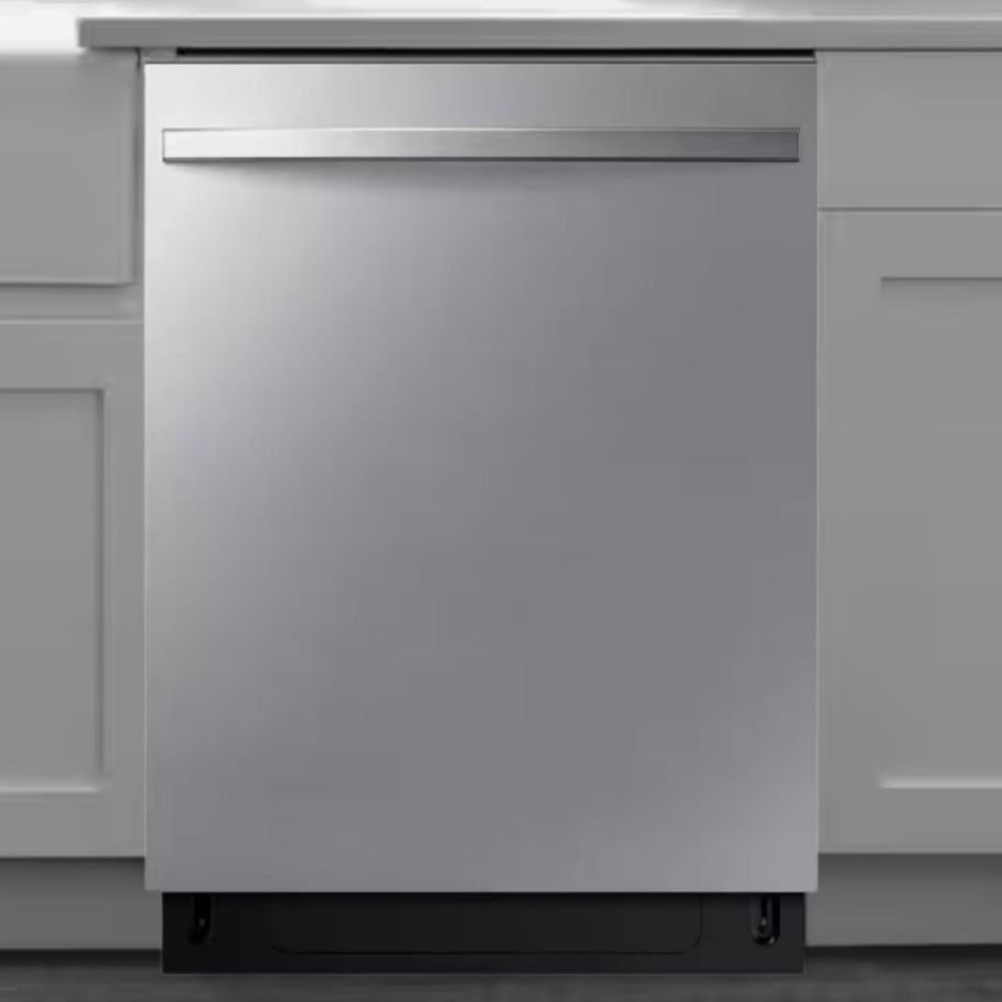 a stainless steel dishwasher in a kitchen