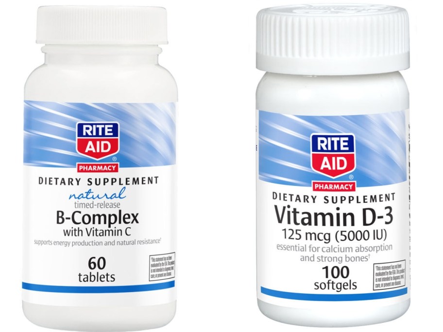 Rite Aid Vitamin bottles B-onlineplex and Vitamin D