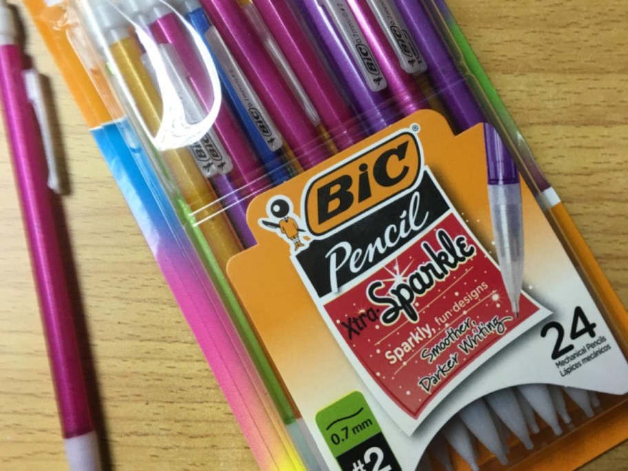 BIC-pencil-sparkle-24-count-displayed-on-top-of-the-table