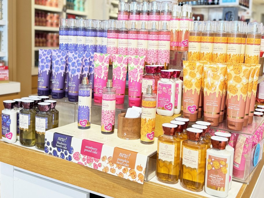 Bath & Body Works Body Care Items on display in store