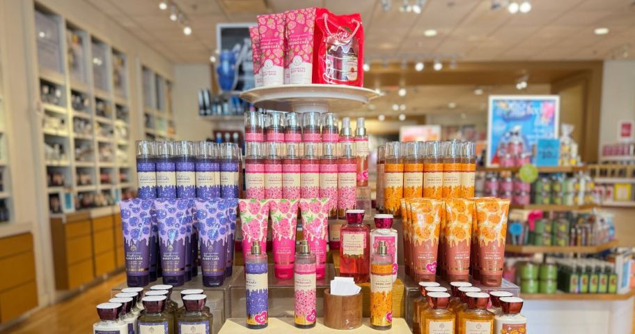 Bath and Body Works display of products