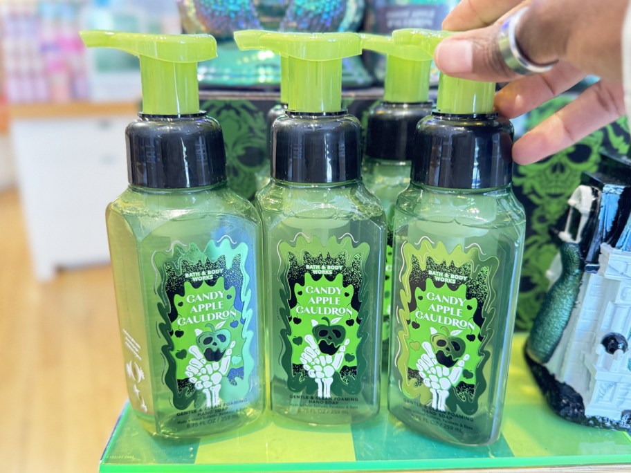 three green halloween hand soaps