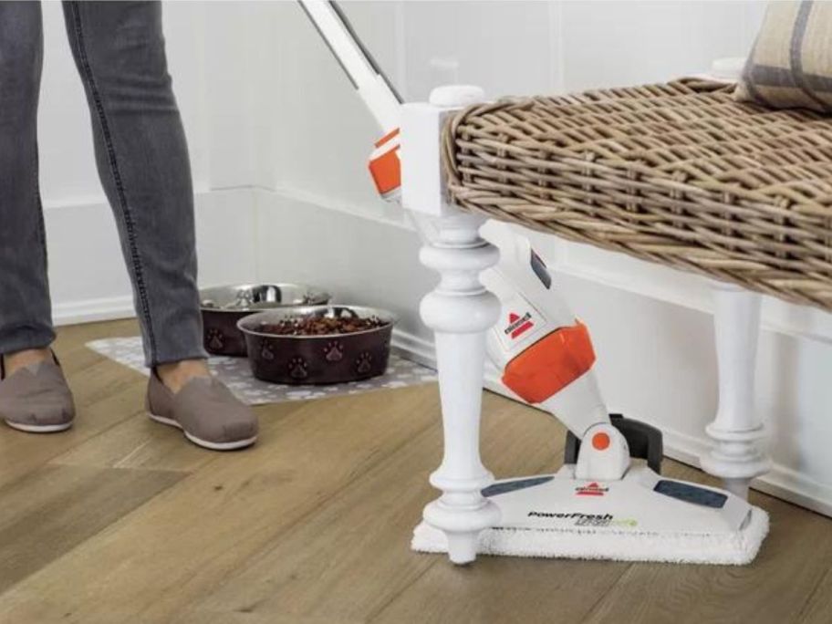 Bissell PowerFresh Pet Lift-Off 2-in-1 Scrubbing & Sanitizing Mop cleaning under bench