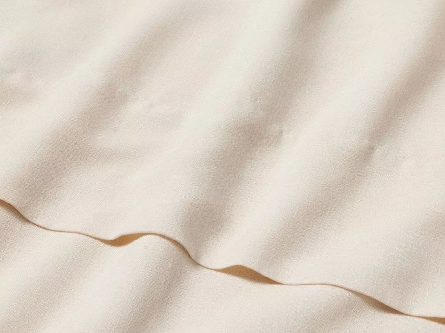 Casaluna Linen Blend Flat Sheet on bed