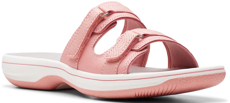 pink and white clarks sandal