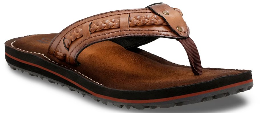 brown leather flip flop