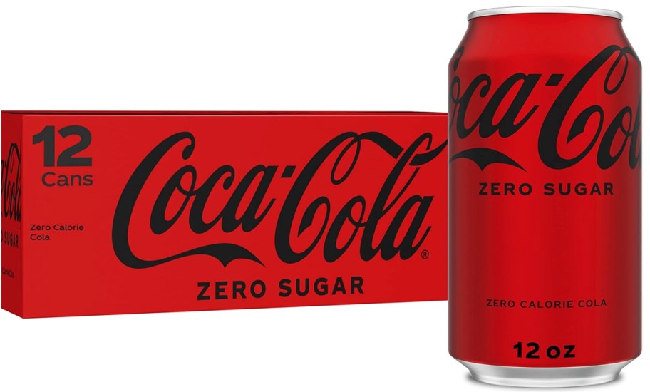 stock image of box of coke zero cans