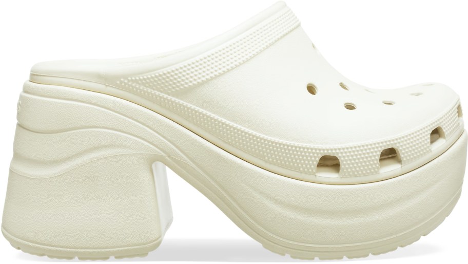 white platform crocs clog with chunky heel