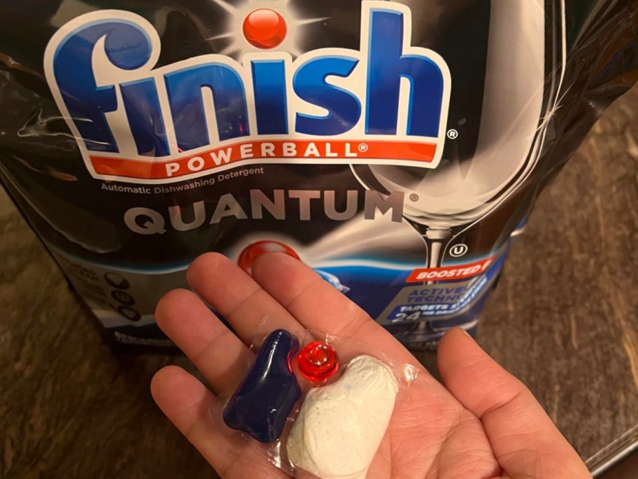 Finish quantum dish washer inside of bag