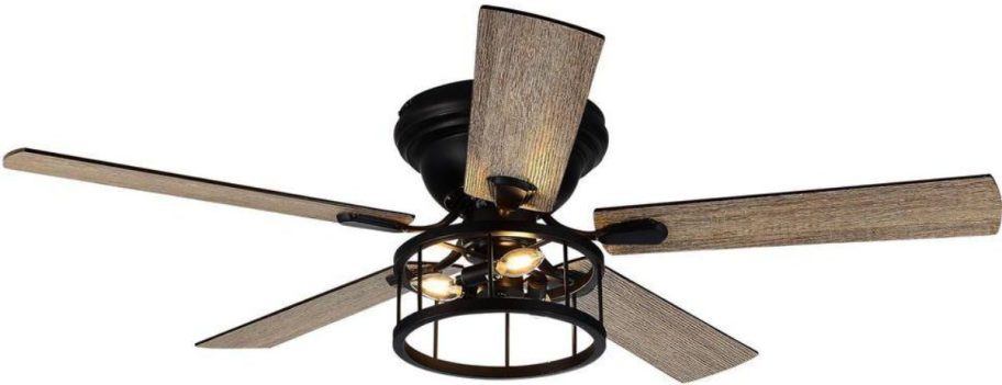 Breezary Ableton Hugger 52" Black Indoor Ceiling Fan w/ Remote & Light Kit