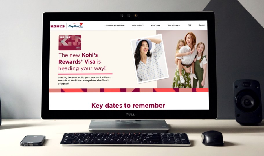 Kohls Rewards Visa shown on onlineputer