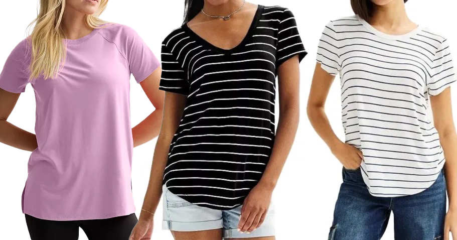 Three women wearing kohl's sale shirts