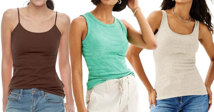 3 women wearing Kohl's Tank Tops