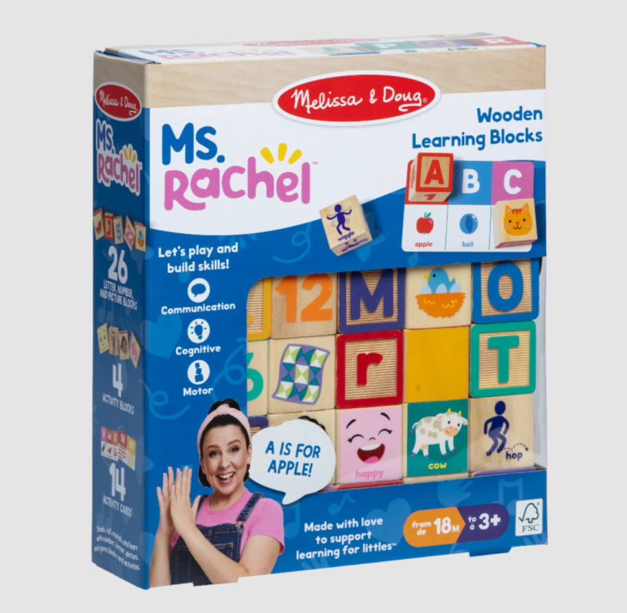 Ms. Rachel and Melissa & Doug Wooden Learning Blocks from the Ms. Rachel toy collection