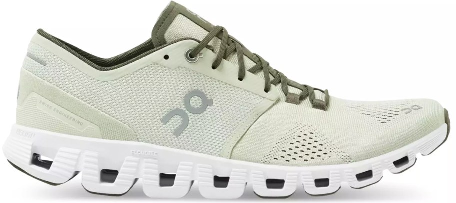 light green on running shoe