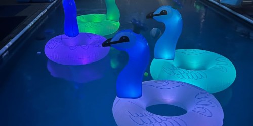 Light-Up Peacock Pool Float 2-Pack Under $20 on Amazon