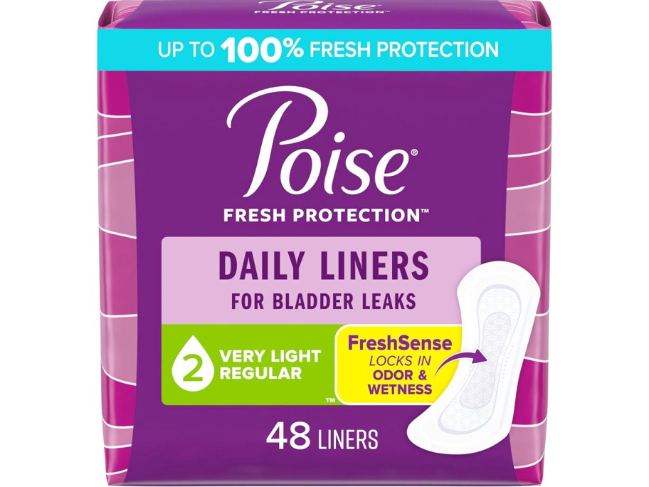 pink and purple pack of Poise Daily Liners