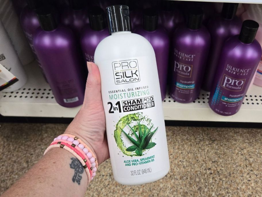 Pro Silk Salon 2 in 1 Shampoo & Conditioner 32oz in hand in store