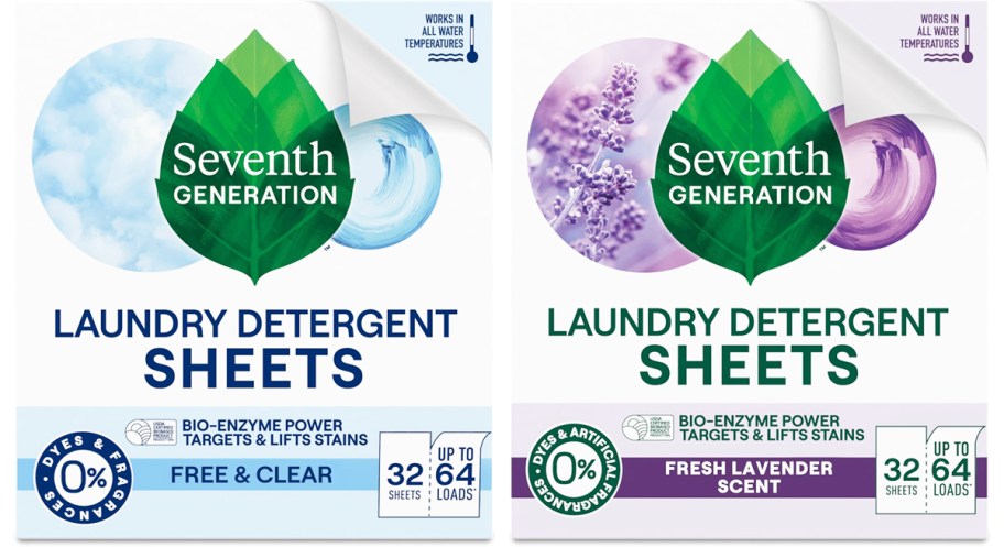 two boxes of Seventh Generation Laundry Detergent Sheets