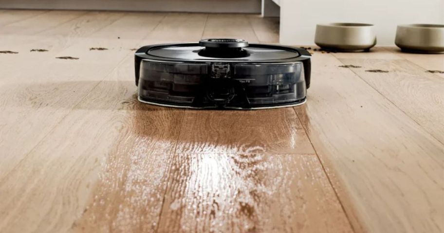 Shark 2-in-1 Robot Vacuum & Mop mopping a hardwood floor