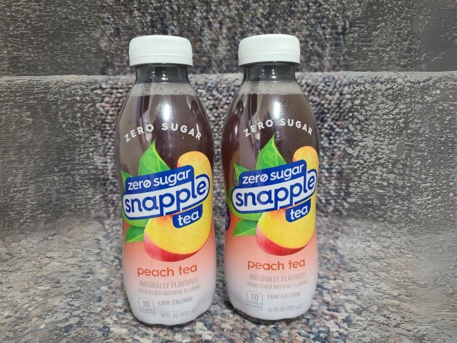 2 Snapple Zero Sugar Peach Tea 16oz Bottles