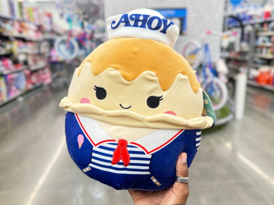 Squishmallows 10" Stranger Things Ahoy Butterscotch Ice Cream Plush in hand in store