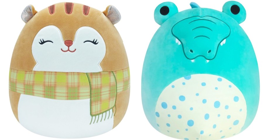 stock image of squirrel and alligator squishmallows