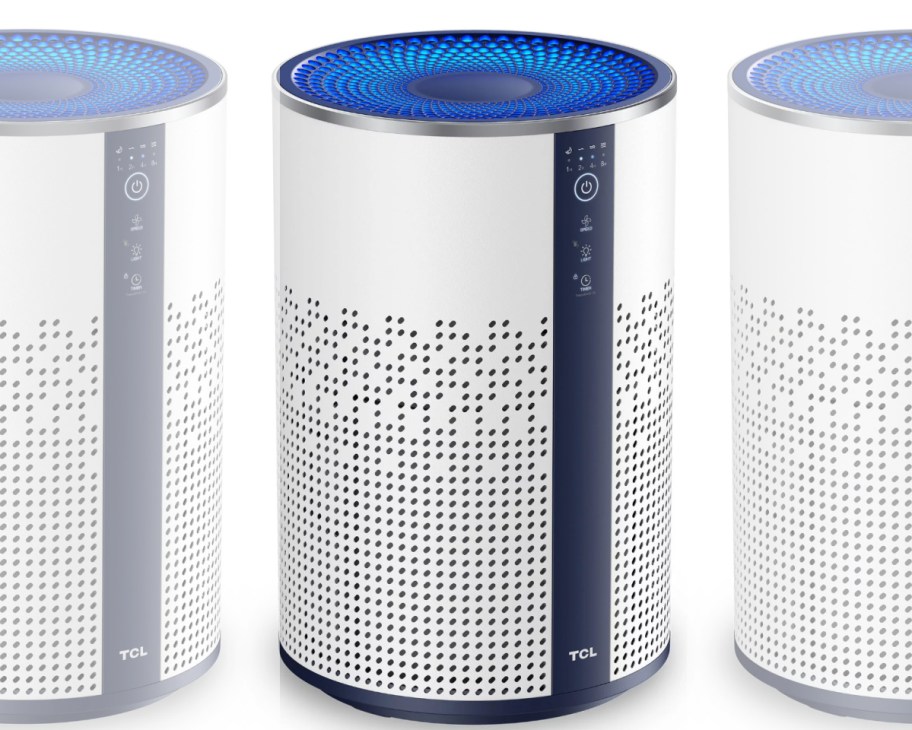 white cylinder air purifier