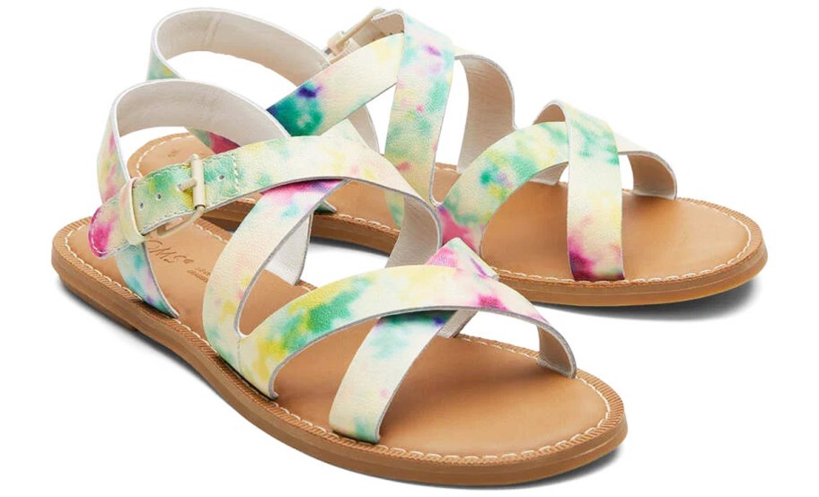 pair of strappy tie dye sandals