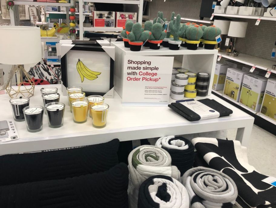 a display of college items from target college shop