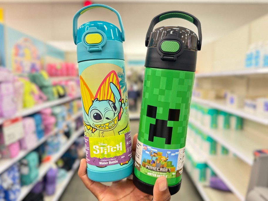 Thermos 16oz Stitch and Minecraft Water Bottles