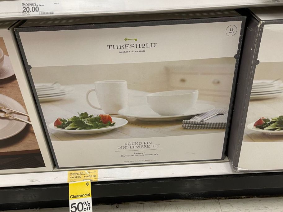 Threshold 16-Piece Porcelain Beaded Rim Dinnerware Set in box in store