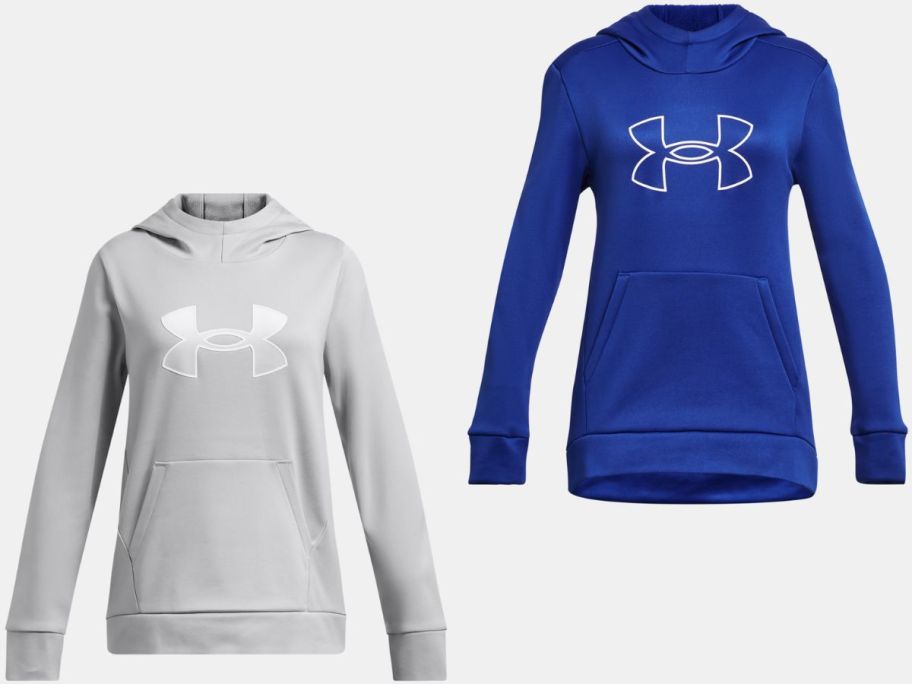 Stock images of two Under Armour Girl's Hoodies