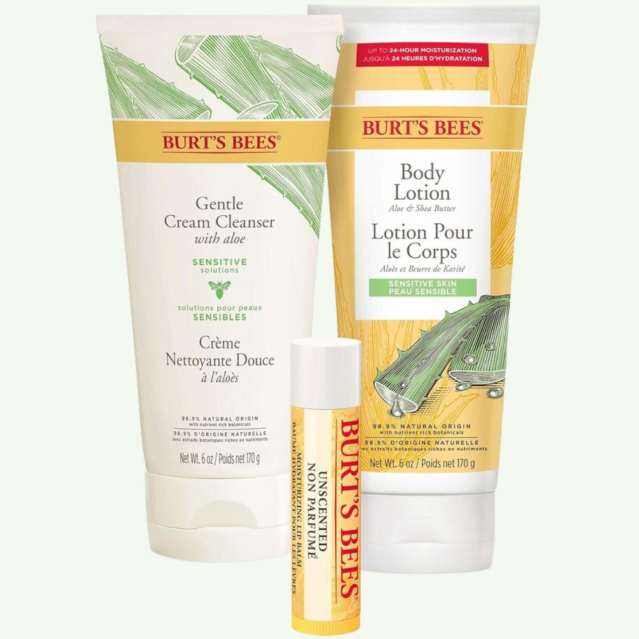 Burts Bees 3 piece gift set in a grouping