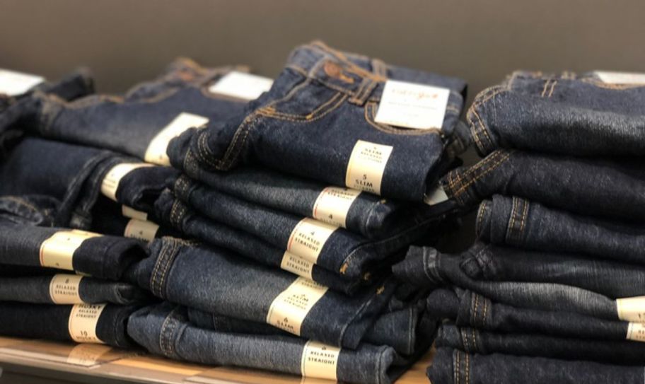 cat and jack boys jeans stacked on display in store