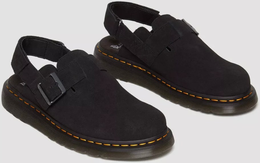 dr martens black suede mules 