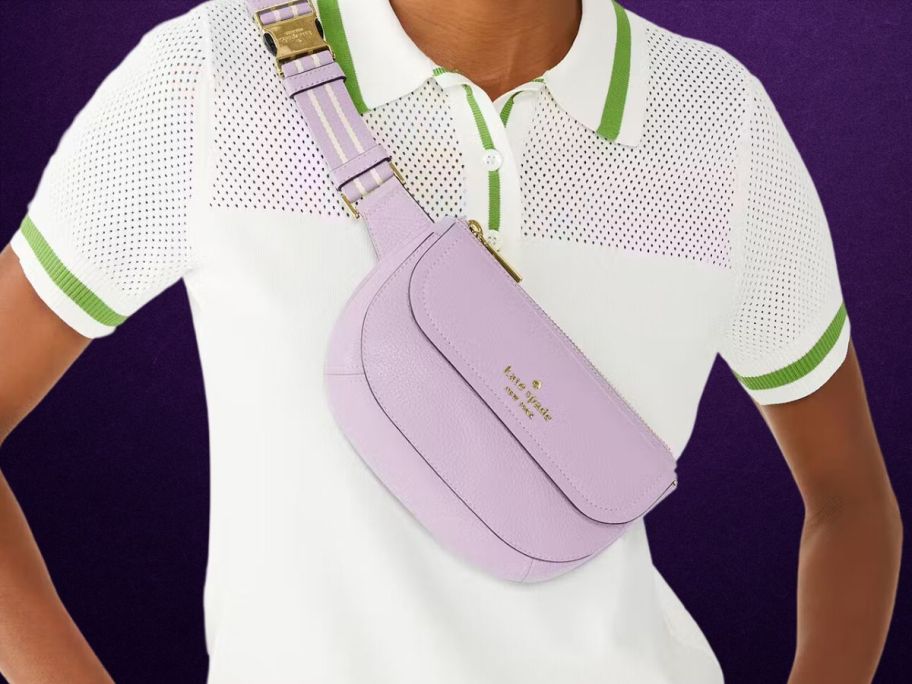 woman wearing Kate Spade Belt Bag