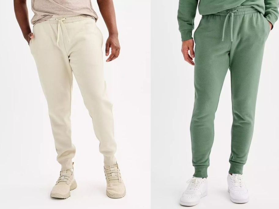 two men wearing Tek Gear Men's Ultra Soft Fleece Midweight Joggers