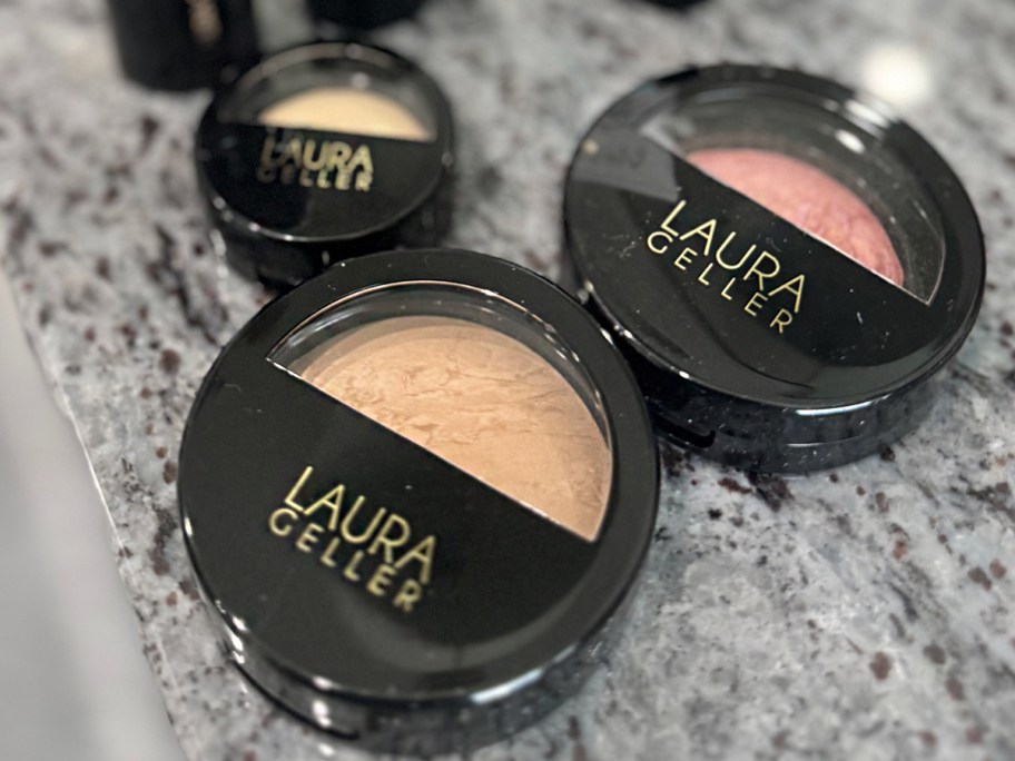 laura geller makeup on countertop