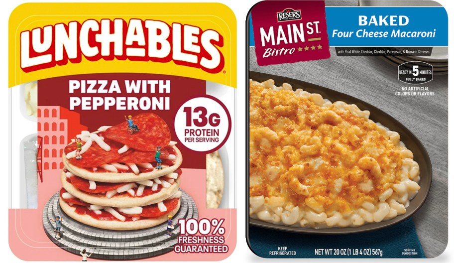 pizza lunchable and mac and cheese reser side