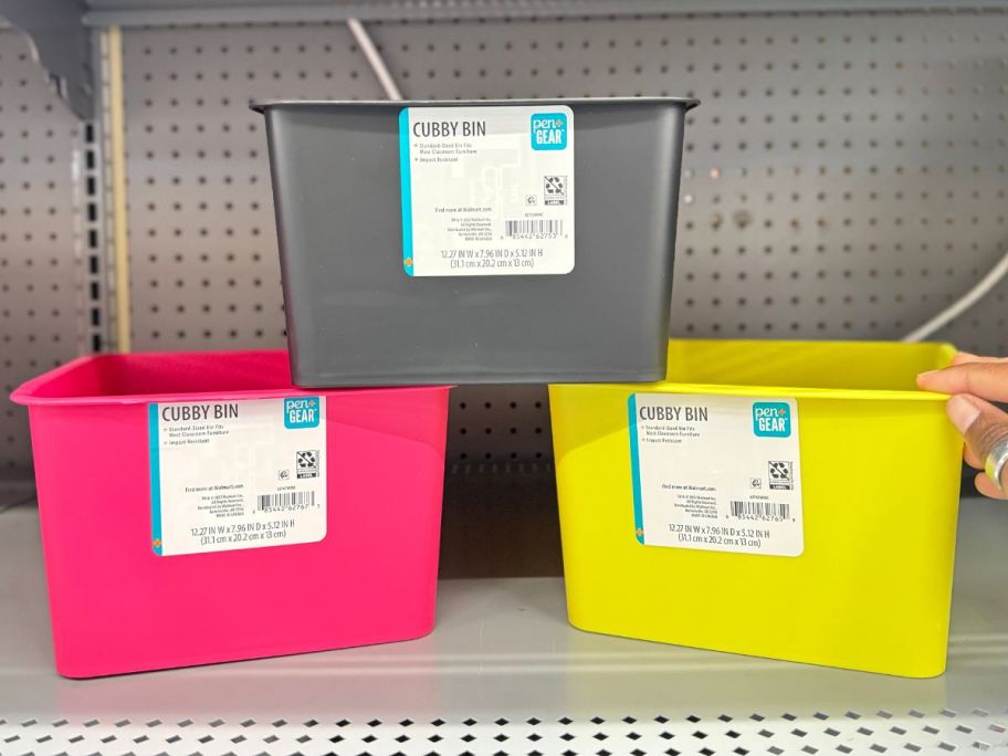 Pen+Gear Plastic Cubby Bin, Small Desktop Organizers on shelf in store